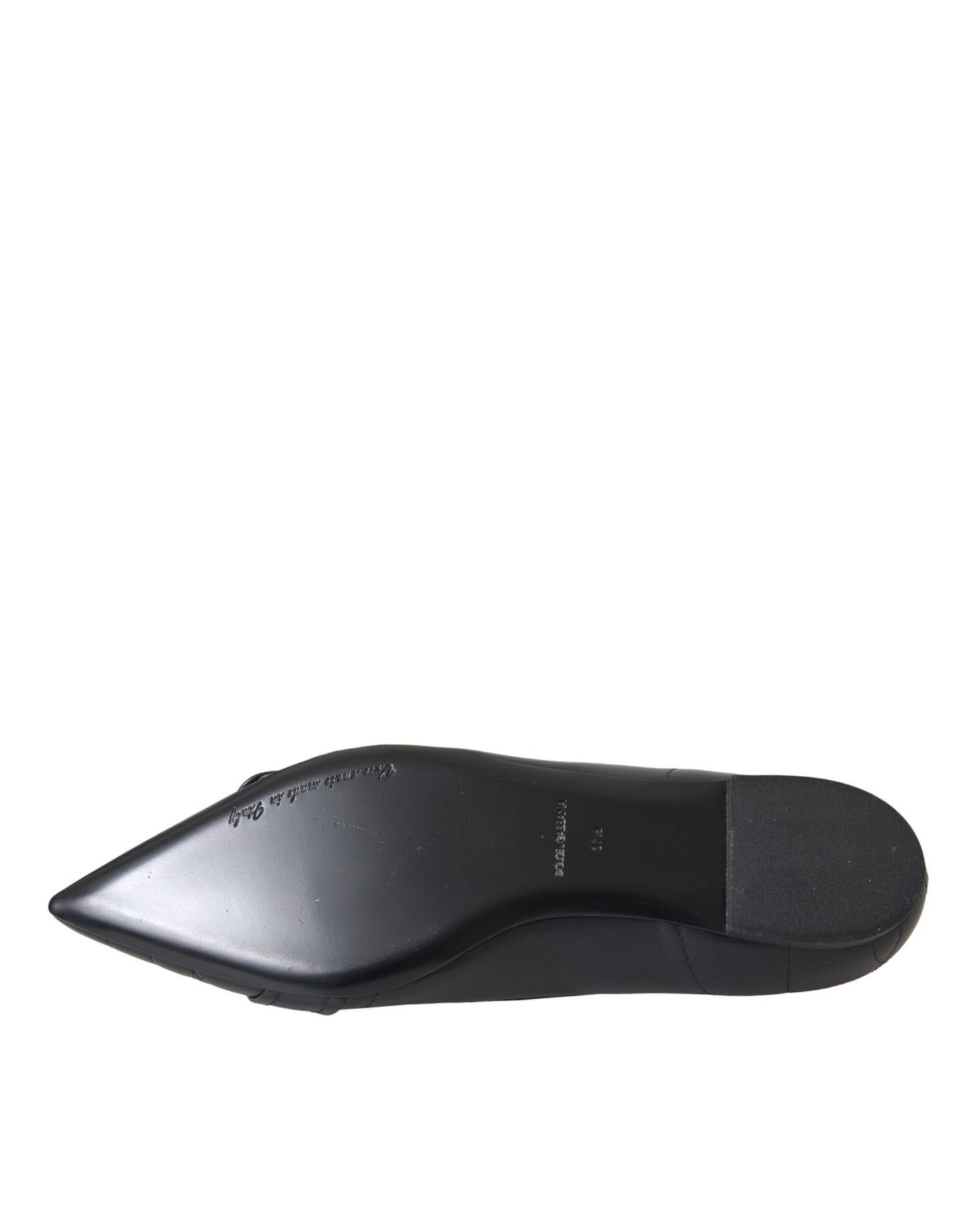 Dolce & Gabbana Black Devotion Leather Pointy Flats Shoes Dolce & Gabbana