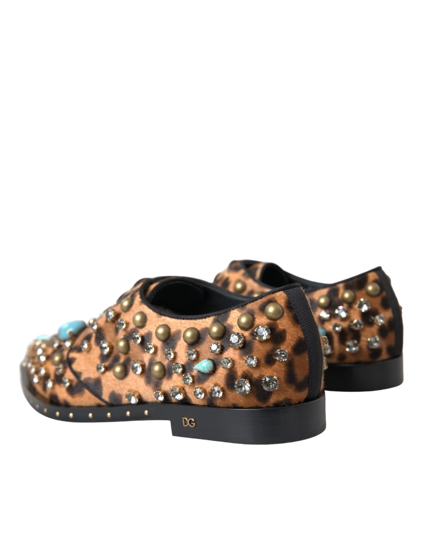 Dolce & Gabbana Brown Leopard Hair Crystal Dress Broque Shoes Dolce & Gabbana