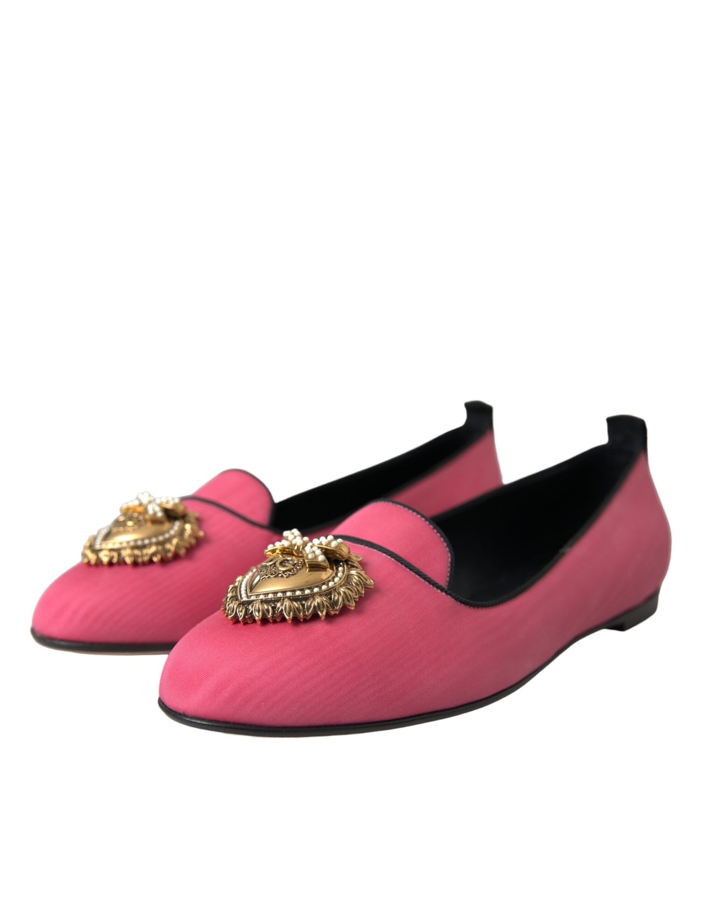 Dolce & Gabbana Pink Velvet Slip On Loafers Flats Shoes Dolce & Gabbana