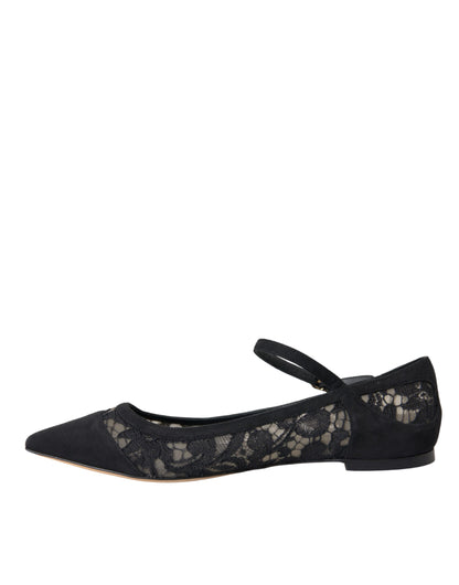 Dolce & Gabbana Black Taormina Lace Bellucci Flats Shoes Dolce & Gabbana