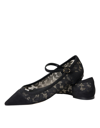 Dolce & Gabbana Black Taormina Lace Bellucci Flats Shoes Dolce & Gabbana