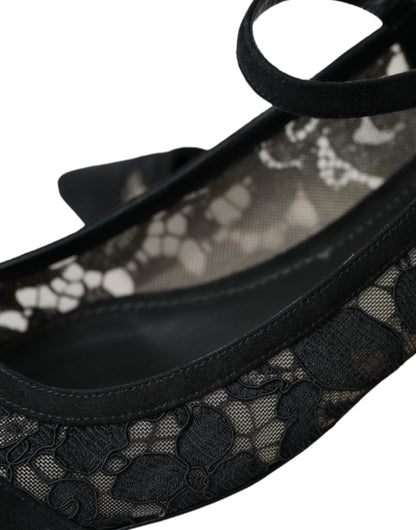 Dolce & Gabbana Black Taormina Lace Bellucci Flats Shoes Dolce & Gabbana