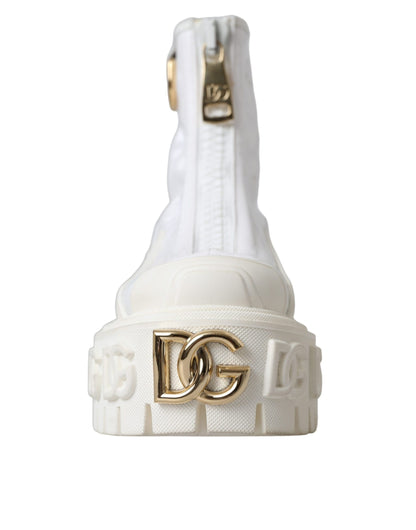 Dolce & Gabbana White Leather Rubber Logo Ankle Boots Shoes Dolce & Gabbana