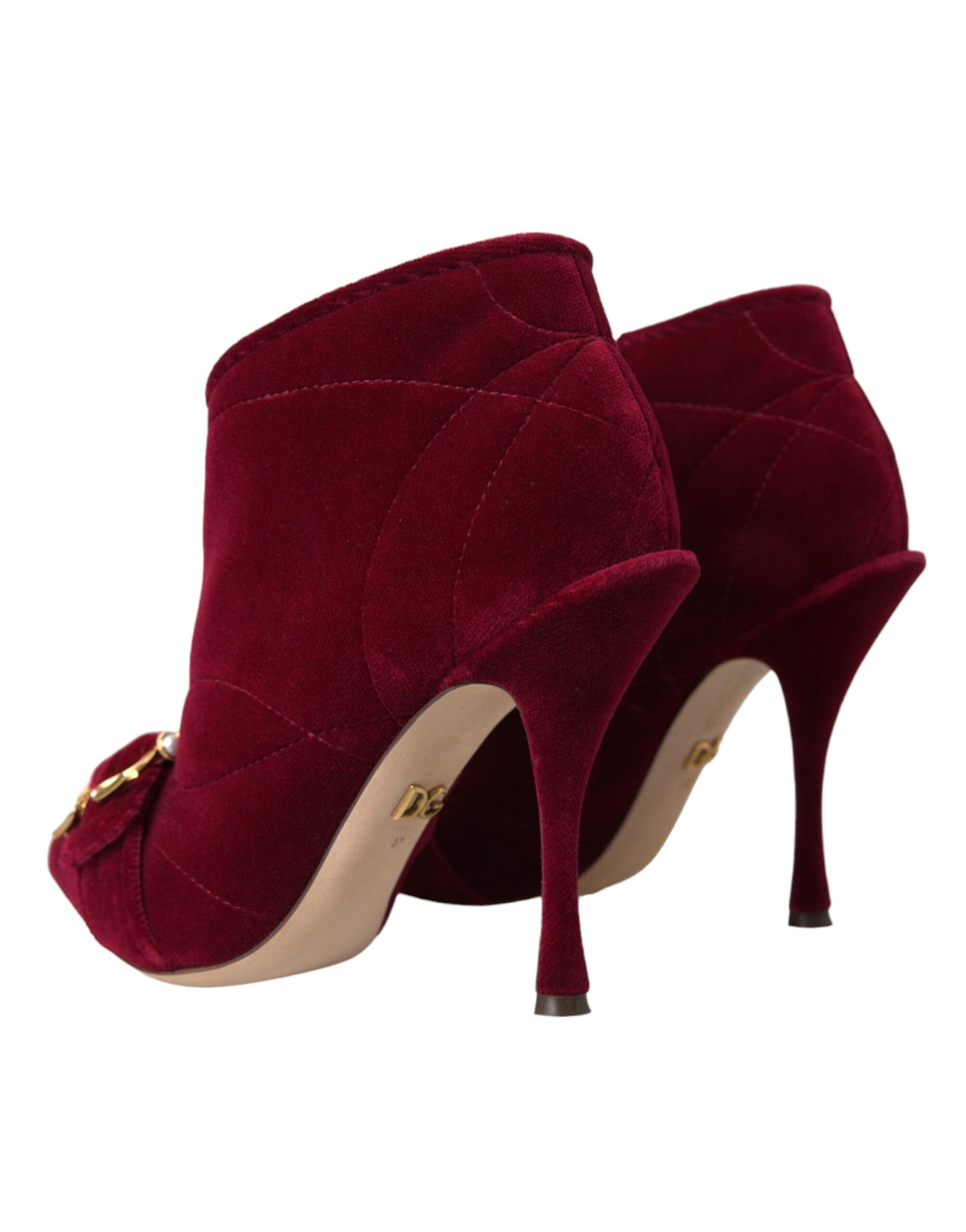 Dolce & Gabbana Dark Red Velvet Devotion Buckle Boots Shoes Dolce & Gabbana