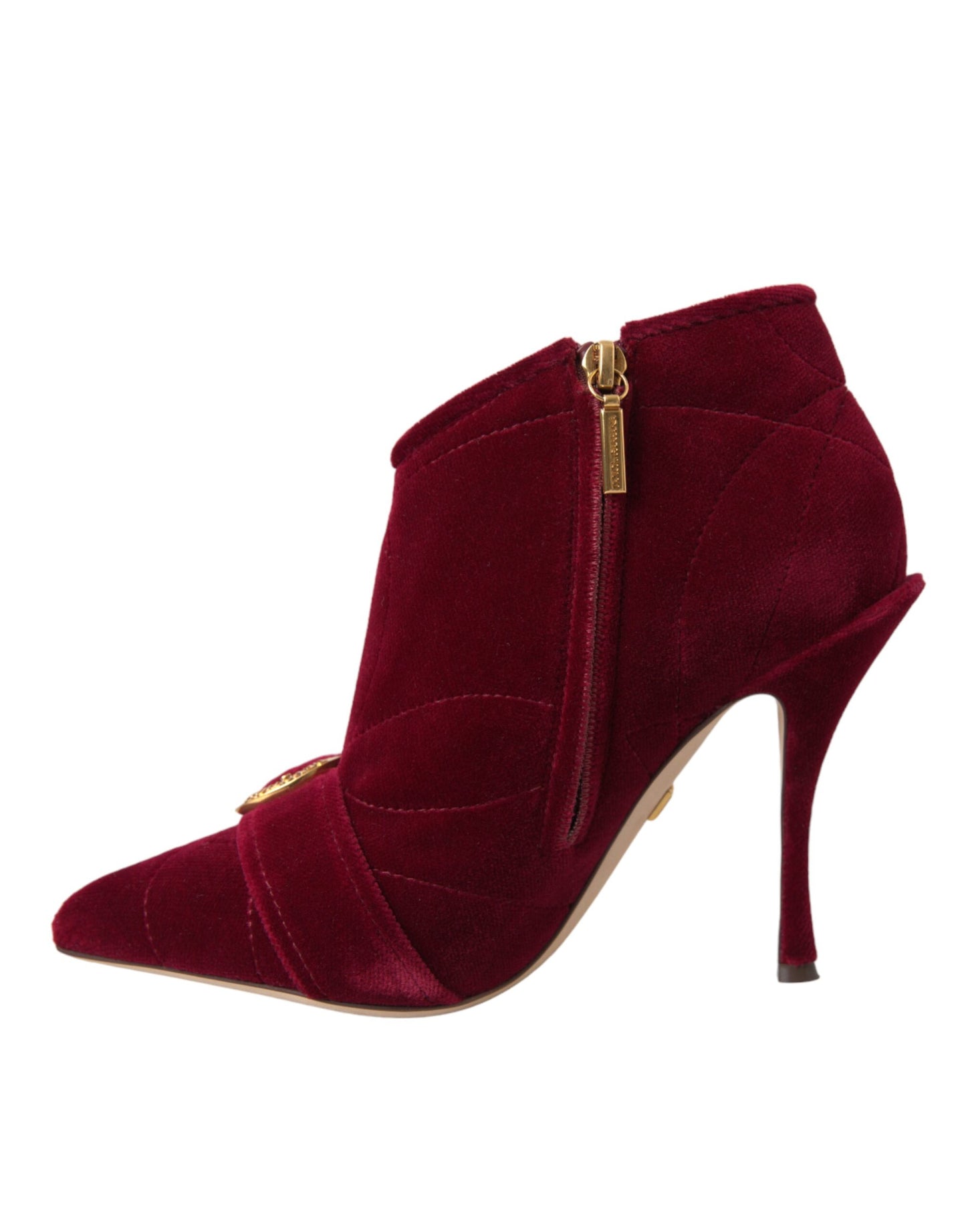 Dolce & Gabbana Dark Red Velvet Devotion Buckle Boots Shoes Dolce & Gabbana