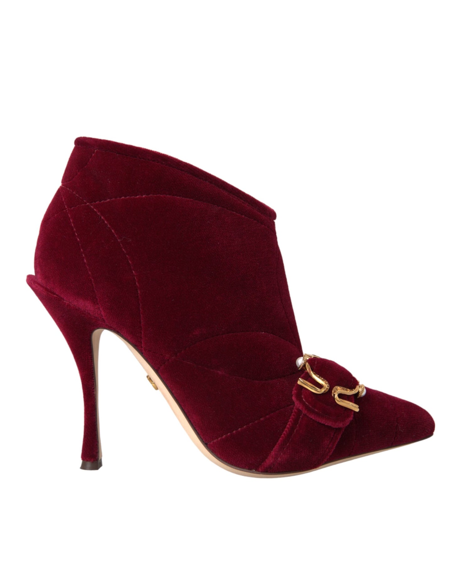 Dolce & Gabbana Dark Red Velvet Devotion Buckle Boots Shoes Dolce & Gabbana