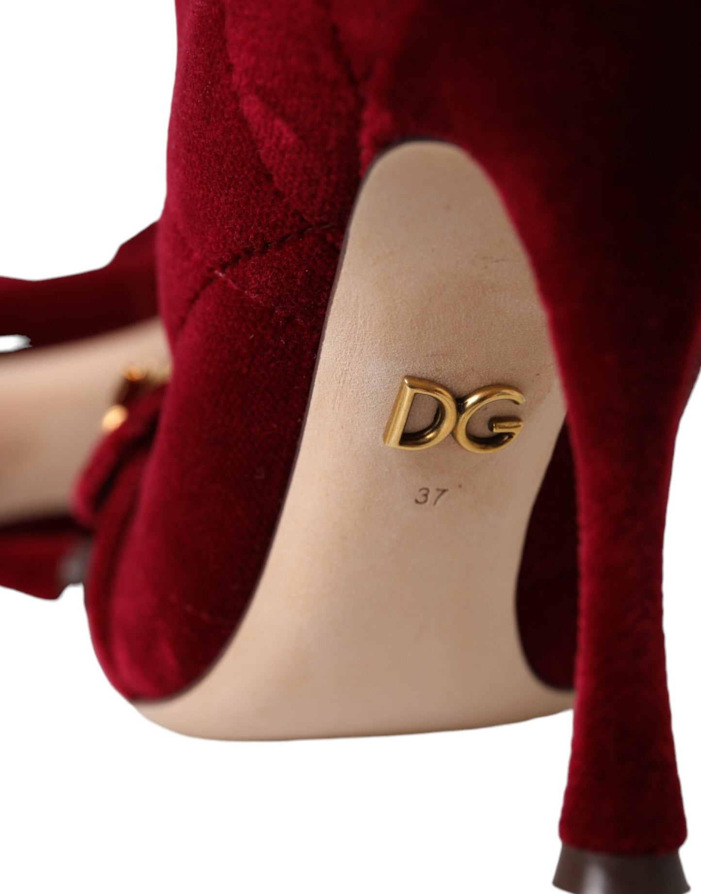 Dolce & Gabbana Dark Red Velvet Devotion Buckle Boots Shoes Dolce & Gabbana