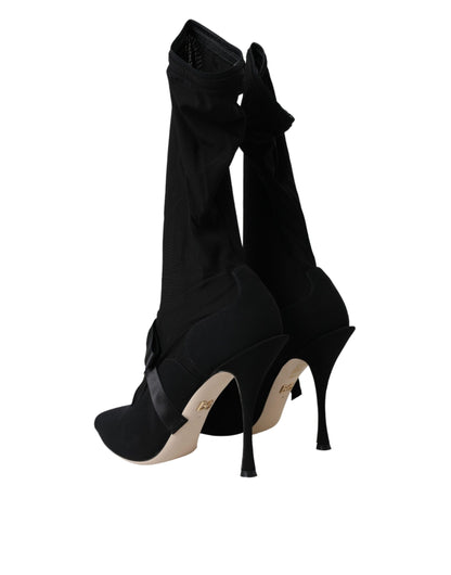 Dolce & Gabbana Black Stiletto Heels Mid Calf Boots Shoes Dolce & Gabbana