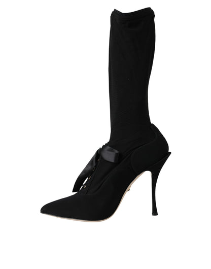 Dolce & Gabbana Black Stiletto Heels Mid Calf Boots Shoes Dolce & Gabbana