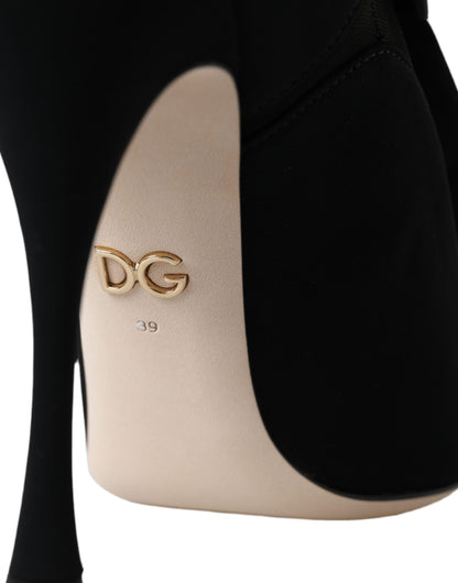 Dolce & Gabbana Black Stiletto Heels Mid Calf Boots Shoes Dolce & Gabbana