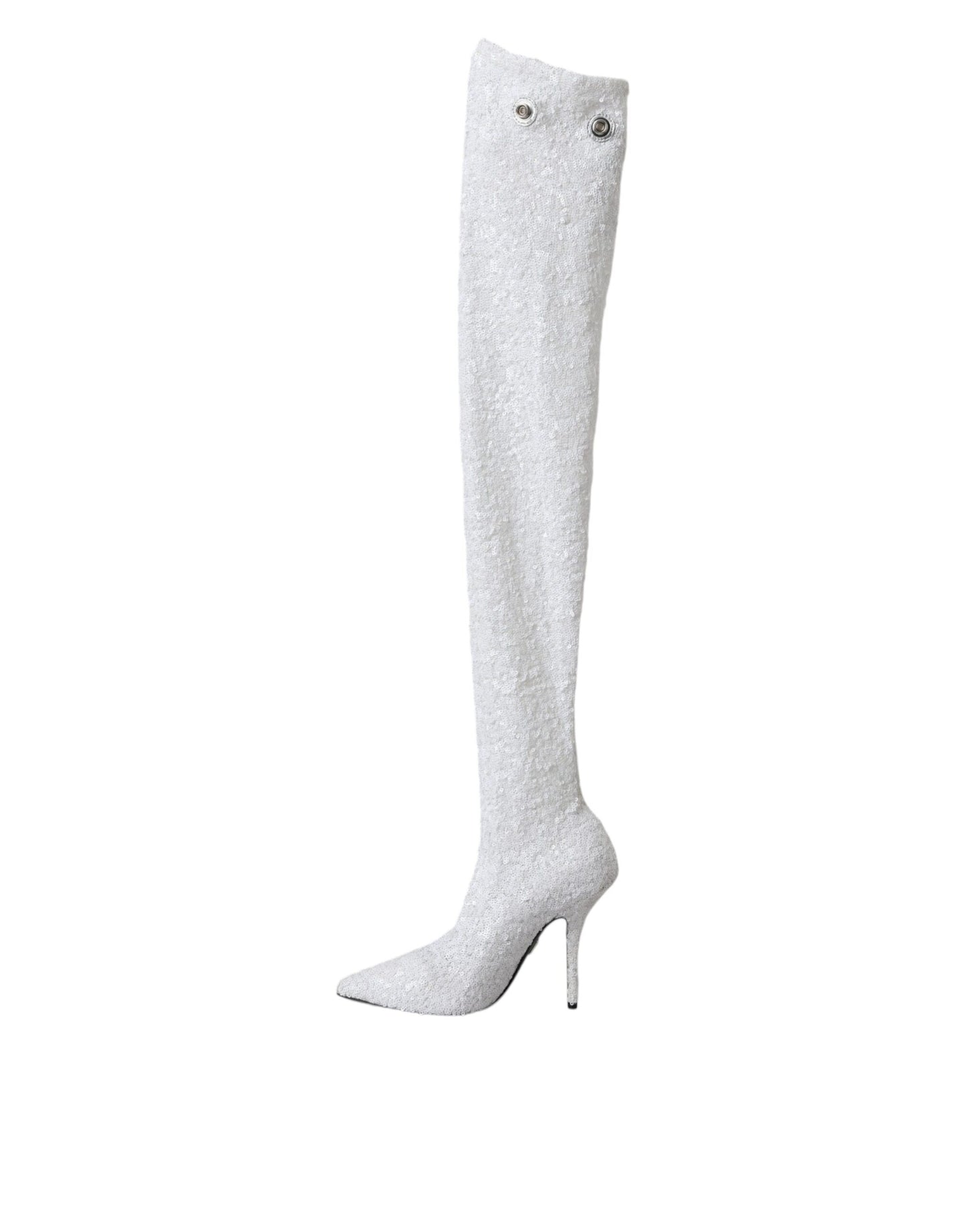 Dolce & Gabbana White Heels Stiletto Knee High Boots Shoes Dolce & Gabbana