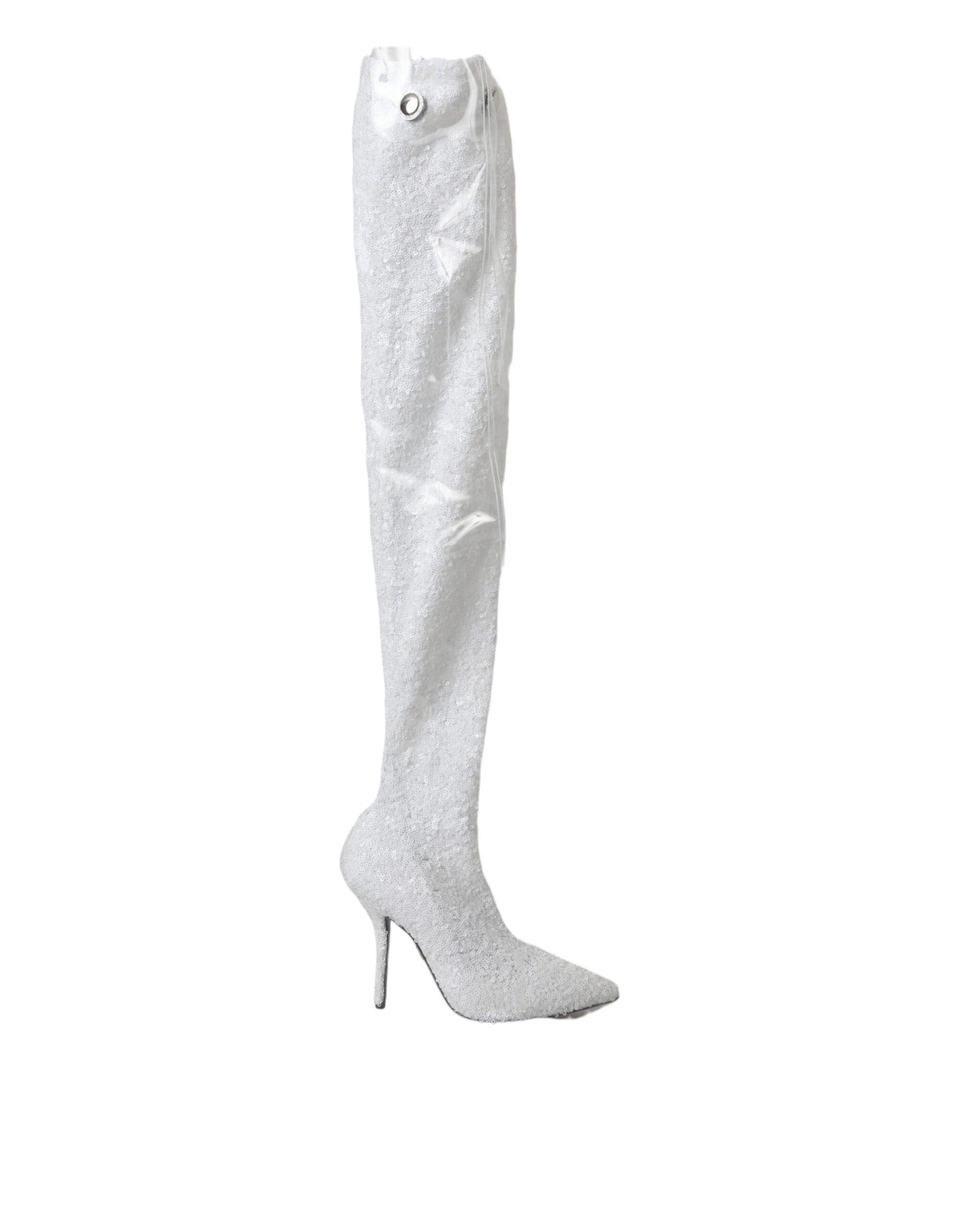 Dolce & Gabbana White Heels Stiletto Knee High Boots Shoes Dolce & Gabbana