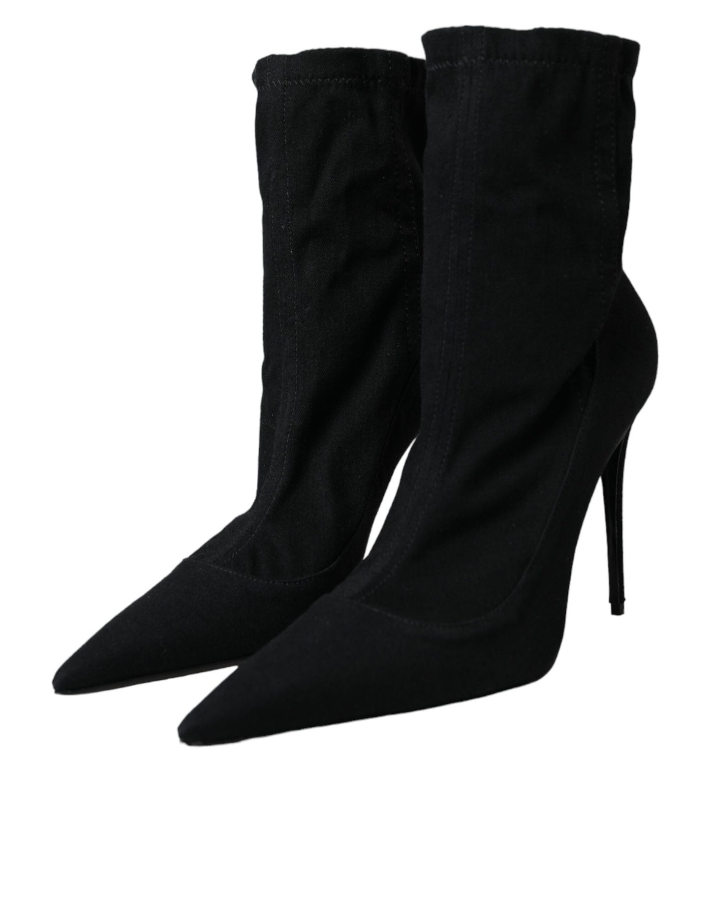 Dolce & Gabbana Black Stiletto Heels Denim Ankle Boots Shoes Dolce & Gabbana