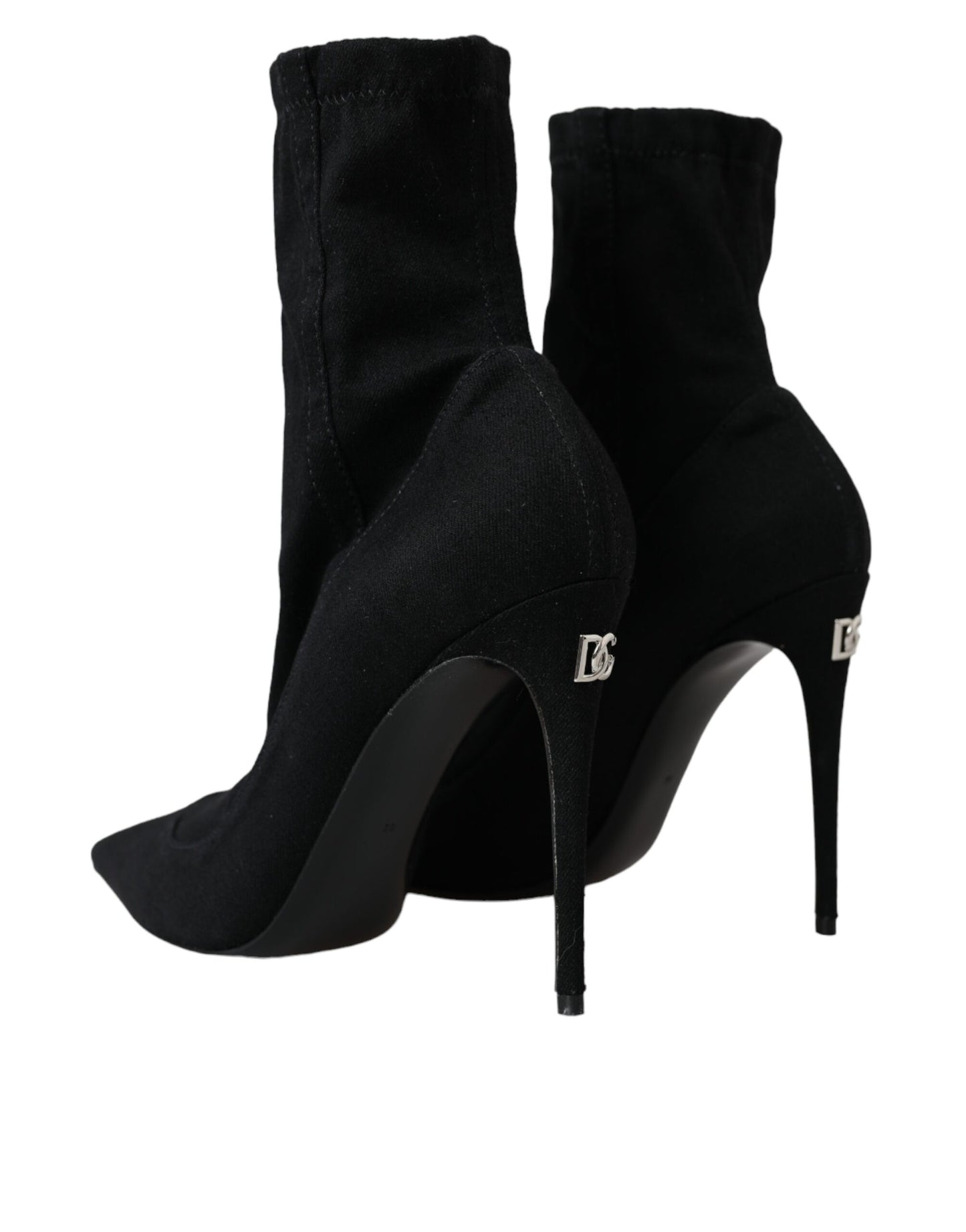 Dolce & Gabbana Black Stiletto Heels Denim Ankle Boots Shoes Dolce & Gabbana