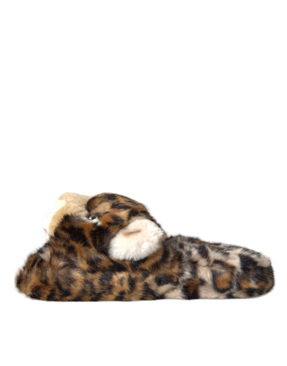 Dolce & Gabbana Brown Tiger Slippers Flats Sandals Shoes Dolce & Gabbana