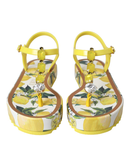 Dolce & Gabbana Yellow Lemon Beachwear Flats Sandals Shoes Dolce & Gabbana