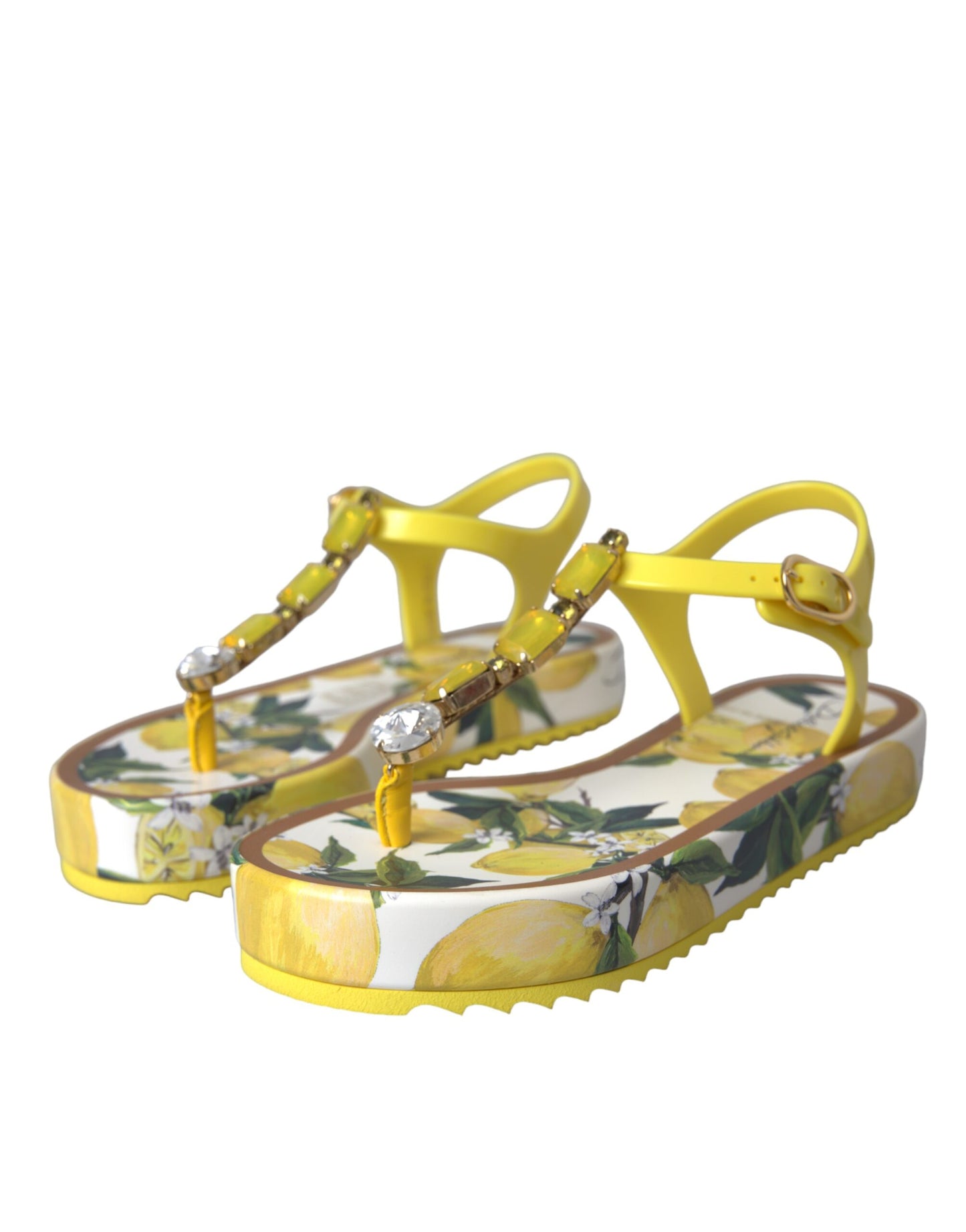 Dolce & Gabbana Yellow Lemon Beachwear Flats Sandals Shoes Dolce & Gabbana