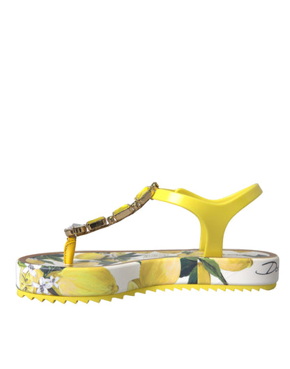 Dolce & Gabbana Yellow Lemon Beachwear Flats Sandals Shoes Dolce & Gabbana