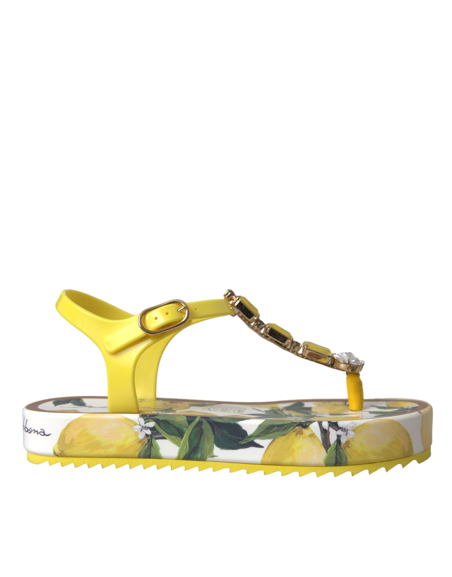 Dolce & Gabbana Yellow Lemon Beachwear Flats Sandals Shoes Dolce & Gabbana