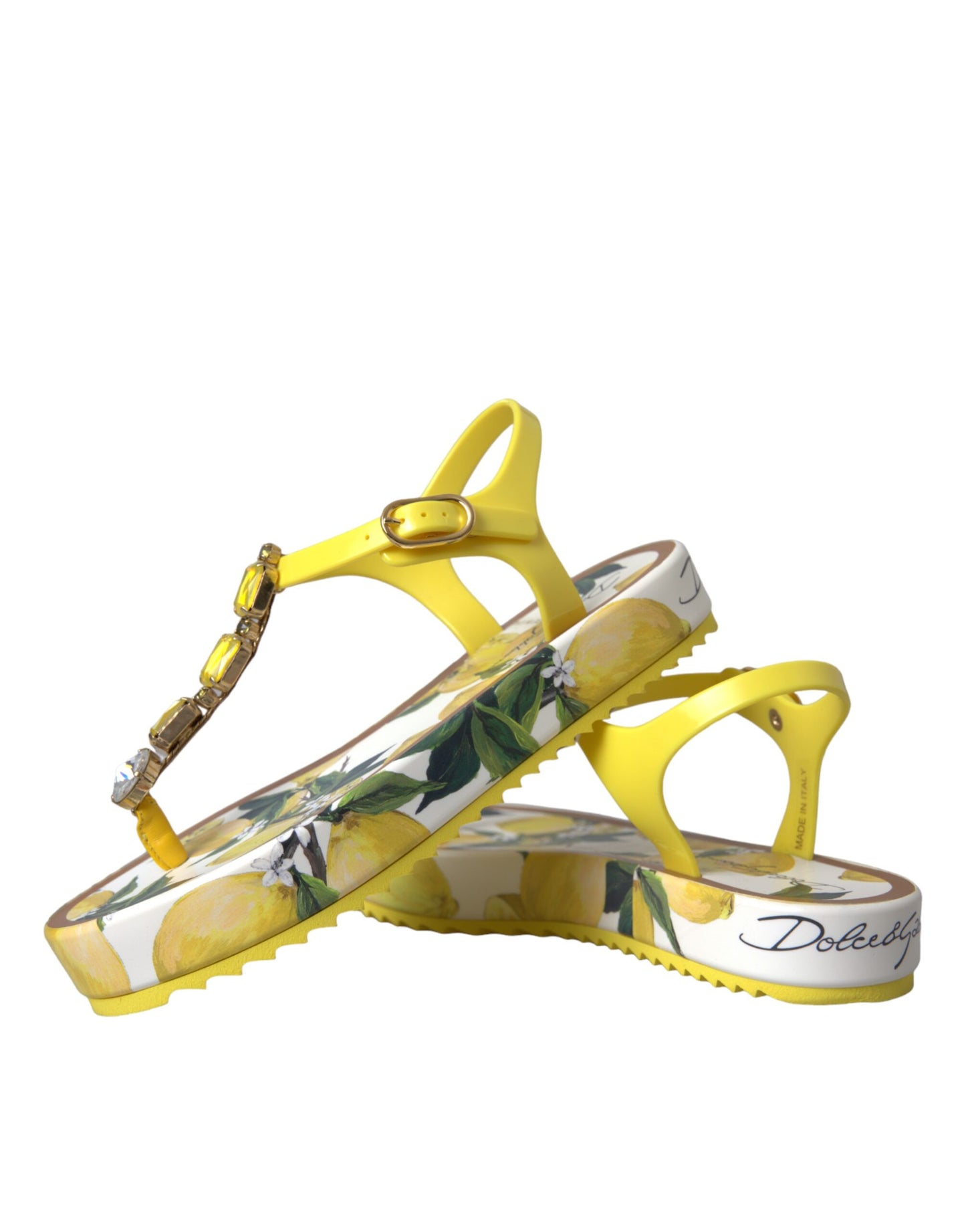 Dolce & Gabbana Yellow Lemon Beachwear Flats Sandals Shoes Dolce & Gabbana