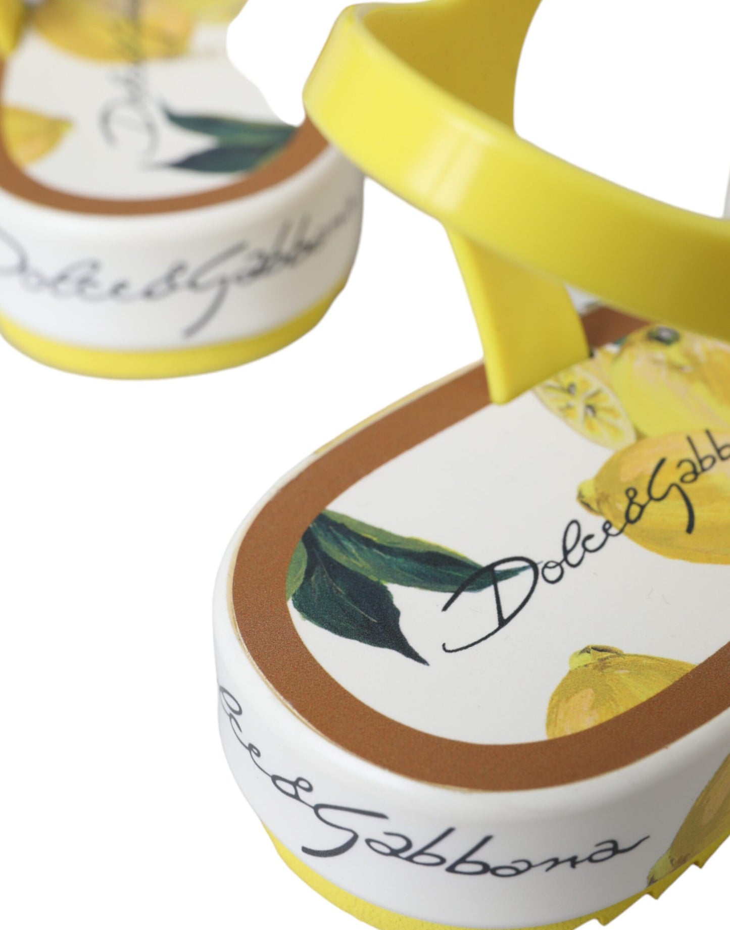 Dolce & Gabbana Yellow Lemon Beachwear Flats Sandals Shoes Dolce & Gabbana