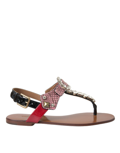 Dolce & Gabbana Multicolor Crystal Sandals Flip Flops Shoes Dolce & Gabbana