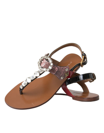 Dolce & Gabbana Multicolor Crystal Sandals Flip Flops Shoes Dolce & Gabbana