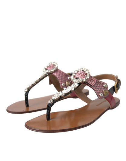 Dolce & Gabbana Multicolor Crystal Sandals Flip Flops Shoes Dolce & Gabbana