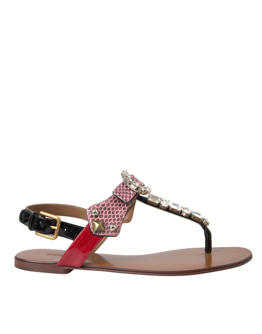 Dolce & Gabbana Multicolor Crystal Sandals Flip Flops Shoes Dolce & Gabbana