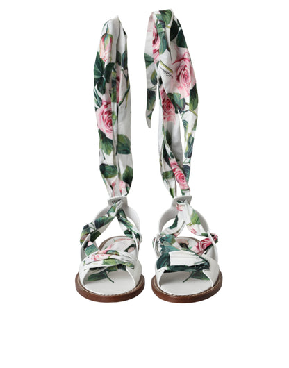 Dolce & Gabbana Multicolor Floral Print Ankle Wrap Sandals Shoes Dolce & Gabbana