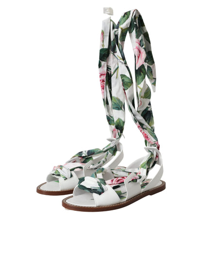 Dolce & Gabbana Multicolor Floral Print Ankle Wrap Sandals Shoes Dolce & Gabbana