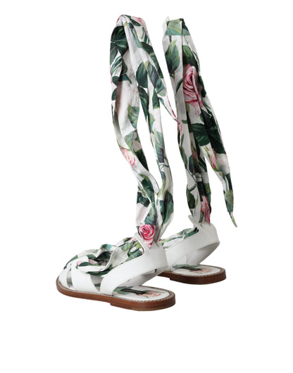 Dolce & Gabbana Multicolor Floral Print Ankle Wrap Sandals Shoes Dolce & Gabbana