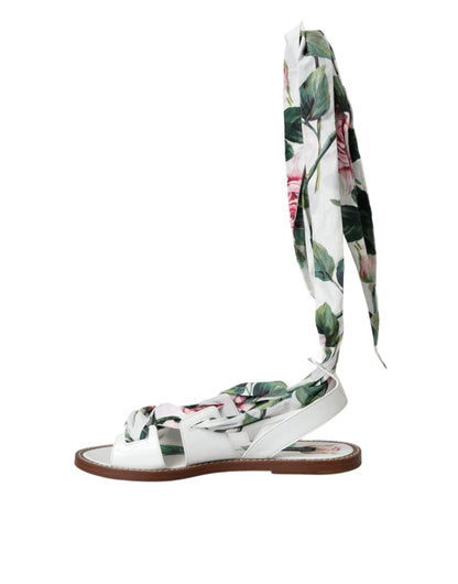 Dolce & Gabbana Multicolor Floral Print Ankle Wrap Sandals Shoes Dolce & Gabbana