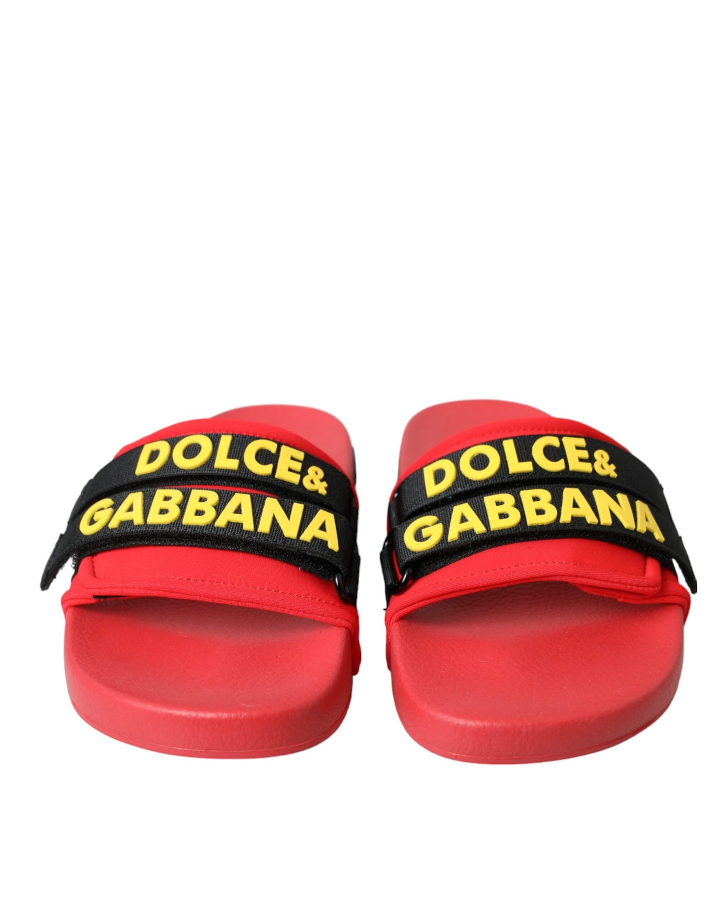 Dolce & Gabbana Red Black Logo Beachwear Flats Sandals Shoes Dolce & Gabbana