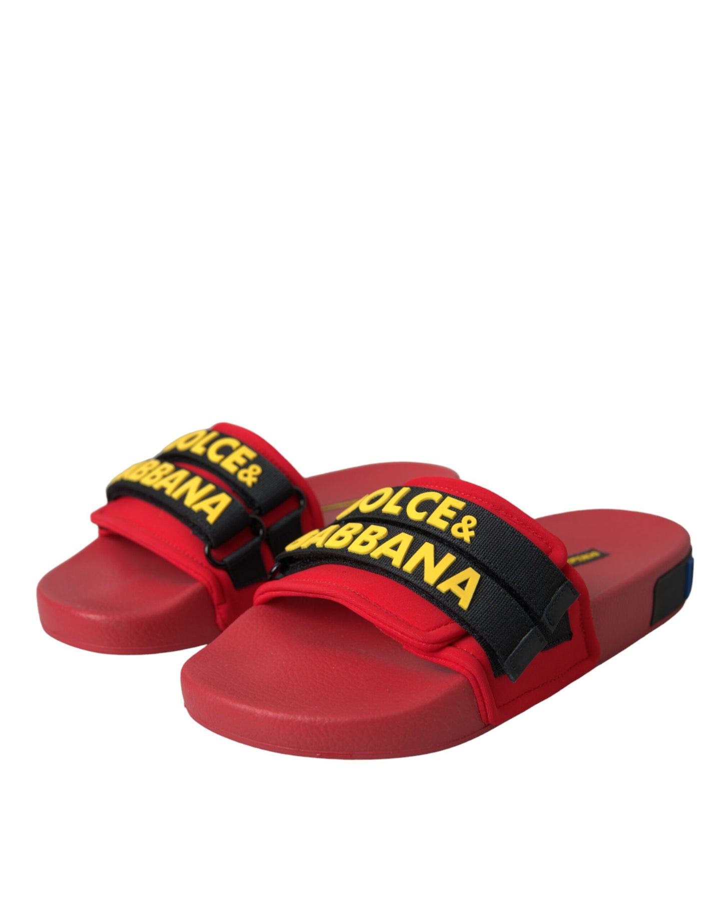 Dolce & Gabbana Red Black Logo Beachwear Flats Sandals Shoes Dolce & Gabbana