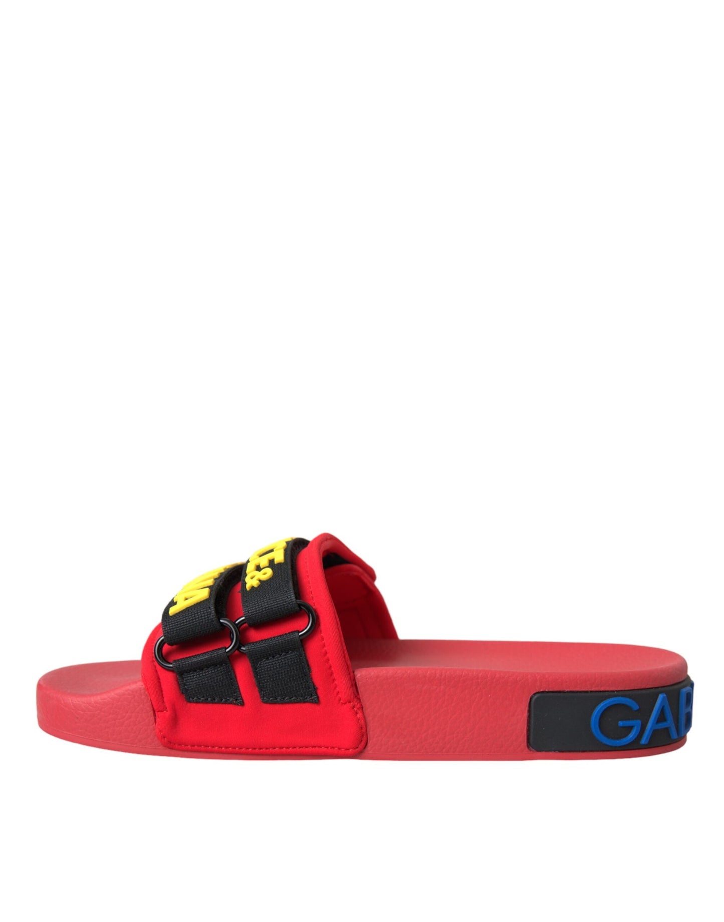 Dolce & Gabbana Red Black Logo Beachwear Flats Sandals Shoes Dolce & Gabbana