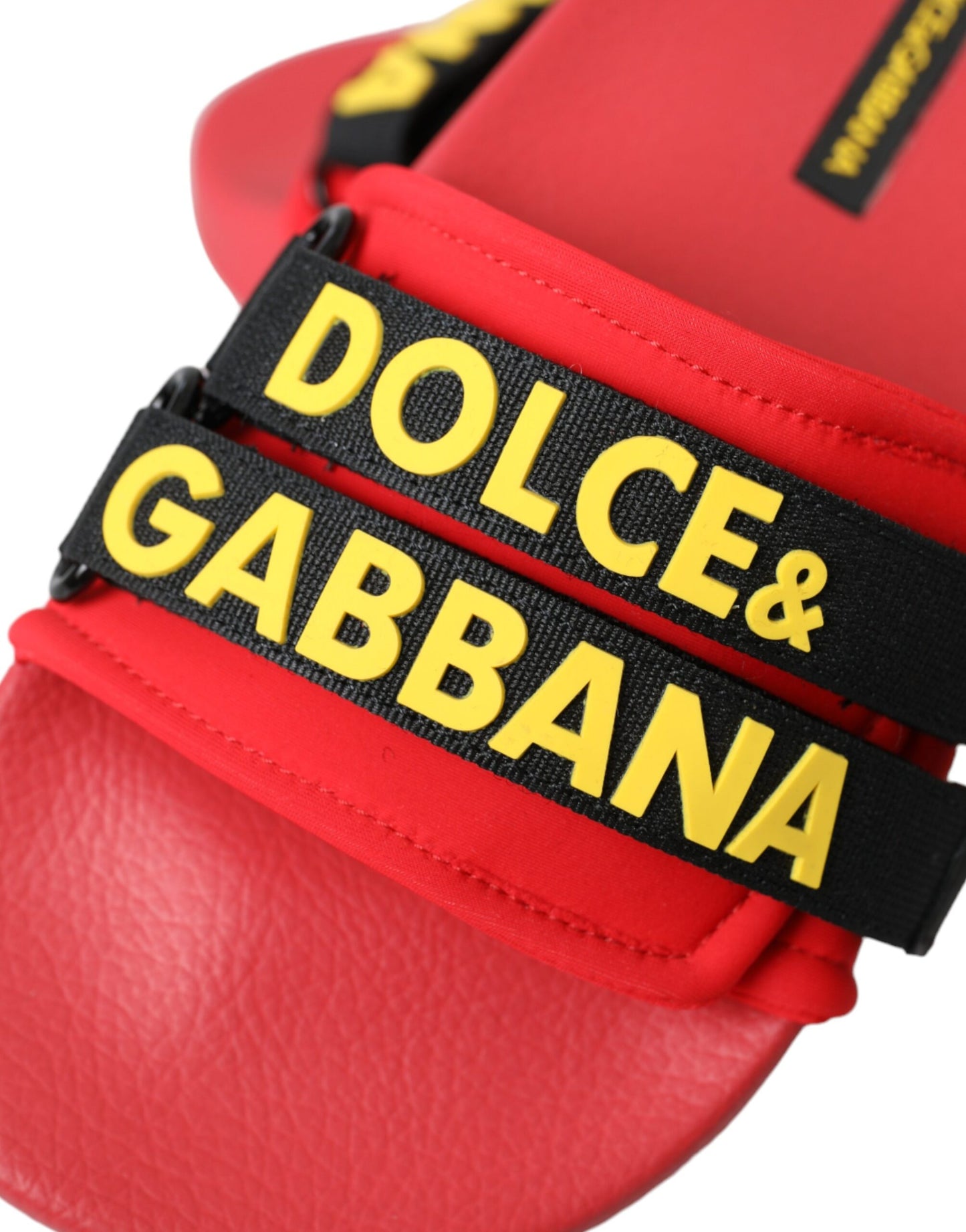 Dolce & Gabbana Red Black Logo Beachwear Flats Sandals Shoes Dolce & Gabbana