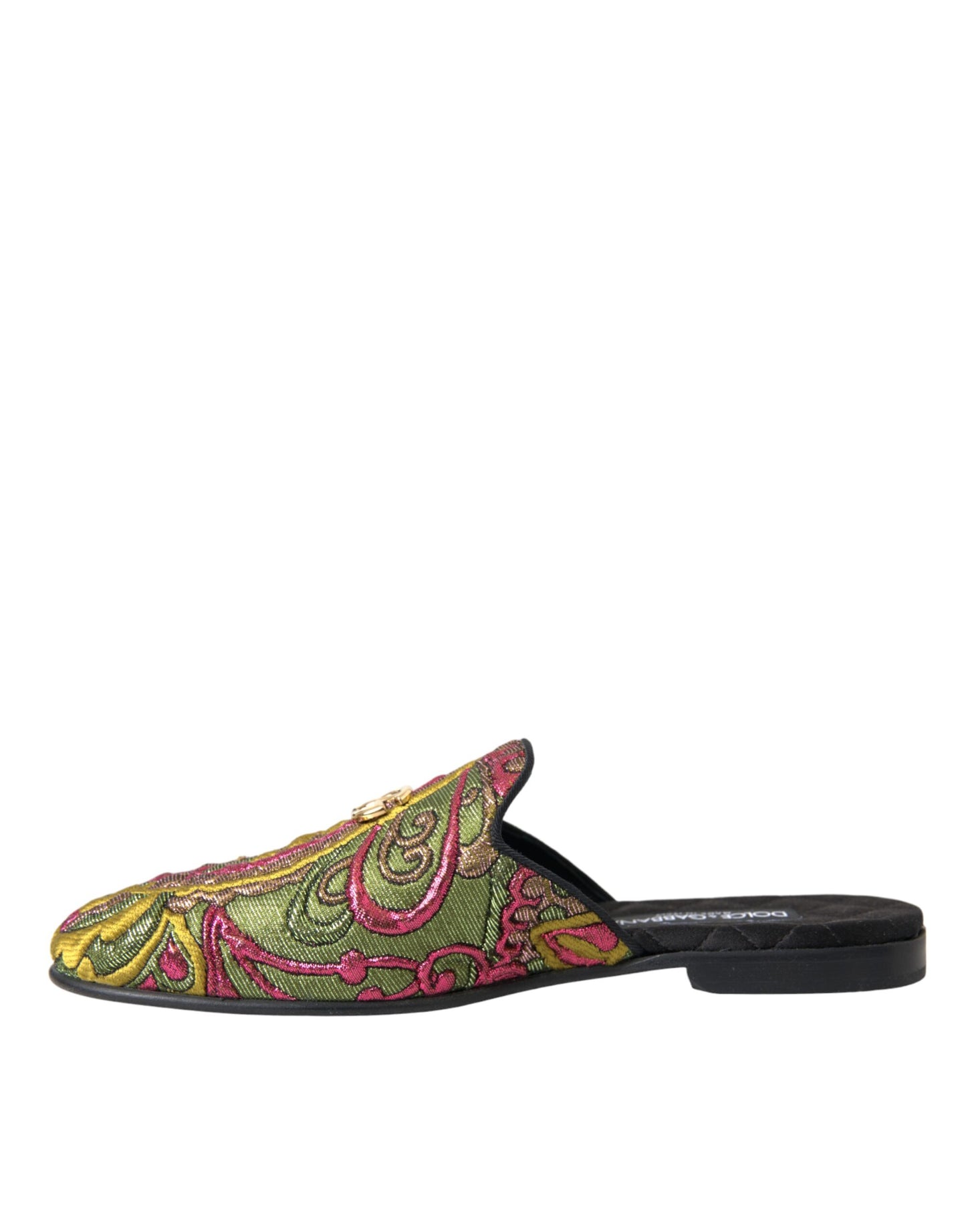 Dolce & Gabbana Multicolor Brocade DG Logo Mule Flat Sandals Shoes Dolce & Gabbana