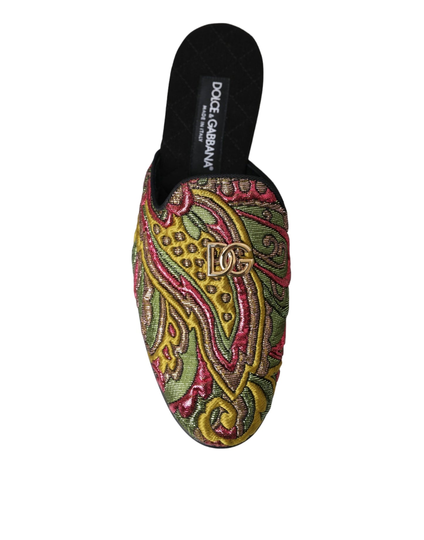 Dolce & Gabbana Multicolor Brocade DG Logo Mule Flat Sandals Shoes Dolce & Gabbana