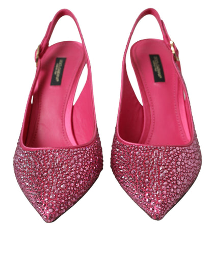 Dolce & Gabbana Pink Strass Crystal Heels Slingbacks Shoes Dolce & Gabbana