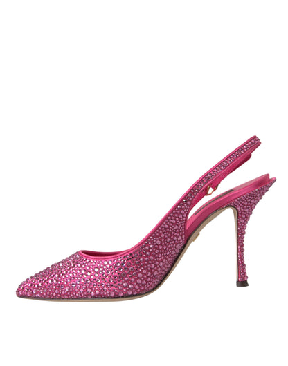 Dolce & Gabbana Pink Strass Crystal Heels Slingbacks Shoes Dolce & Gabbana