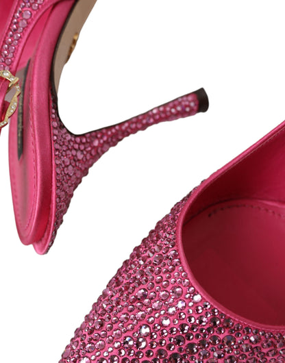 Dolce & Gabbana Pink Strass Crystal Heels Slingbacks Shoes Dolce & Gabbana