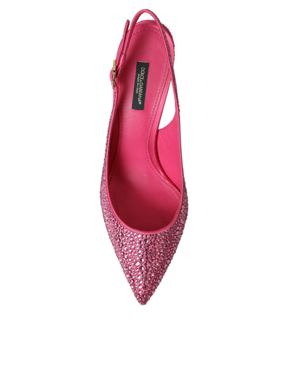 Dolce & Gabbana Pink Strass Crystal Heels Slingbacks Shoes Dolce & Gabbana