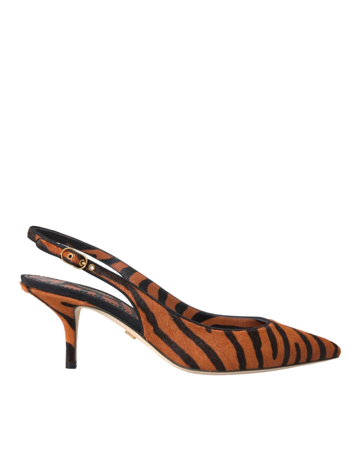 Dolce & Gabbana Black Orange Zebra Leather Slingbacks Shoes Dolce & Gabbana