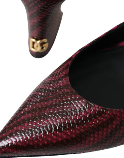 Dolce & Gabbana Maroon Zebra Leather Heels Slingbacks Shoes Dolce & Gabbana