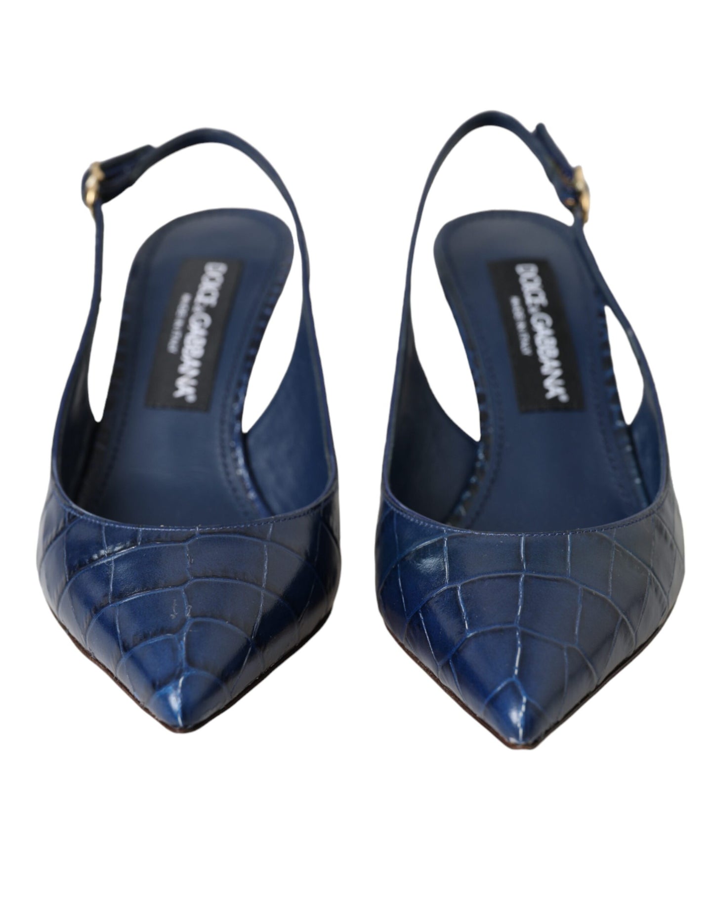 Dolce & Gabbana Dark Blue Croc Leather Slingbacks Shoes Dolce & Gabbana