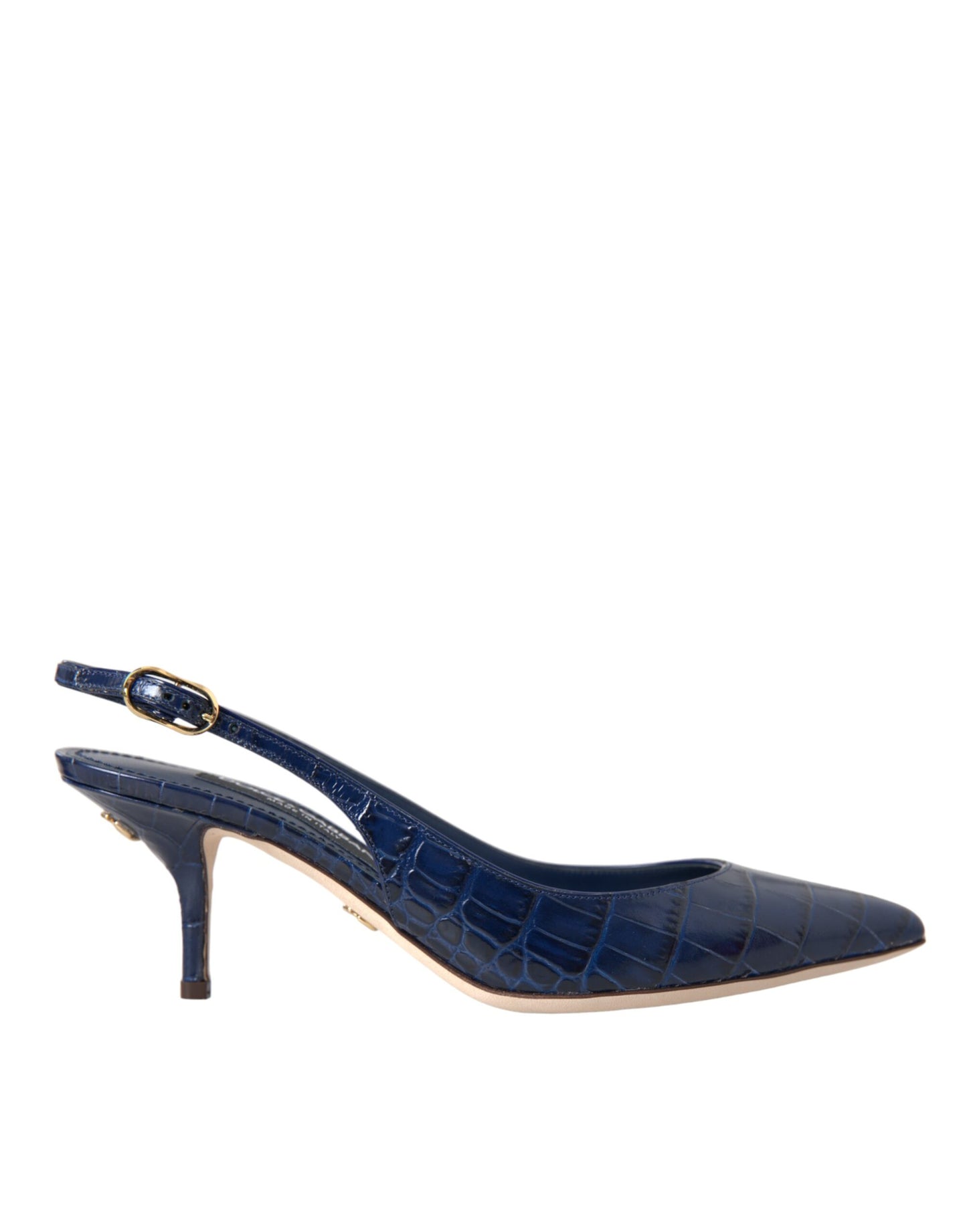 Dolce & Gabbana Dark Blue Croc Leather Slingbacks Shoes Dolce & Gabbana