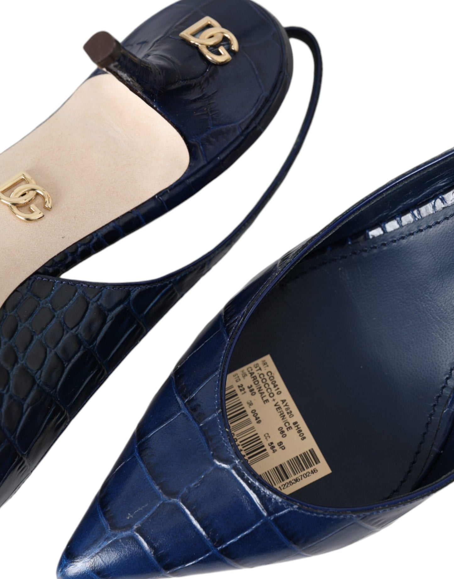 Dolce & Gabbana Dark Blue Croc Leather Slingbacks Shoes Dolce & Gabbana