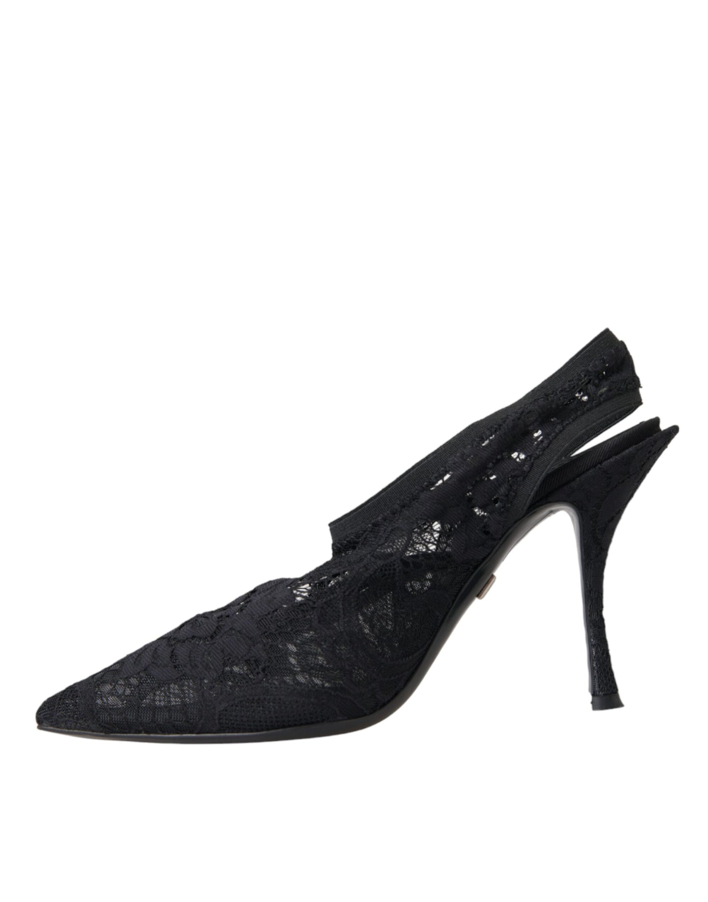 Dolce & Gabbana Black Lace Stretch Heels Slingbacks Shoes Dolce & Gabbana