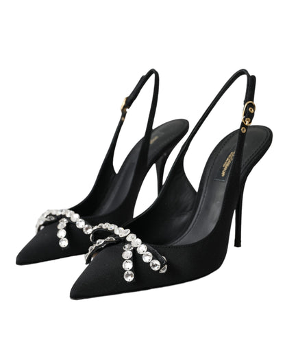 Dolce & Gabbana Black Crystal Embellished Slingback Shoes Dolce & Gabbana